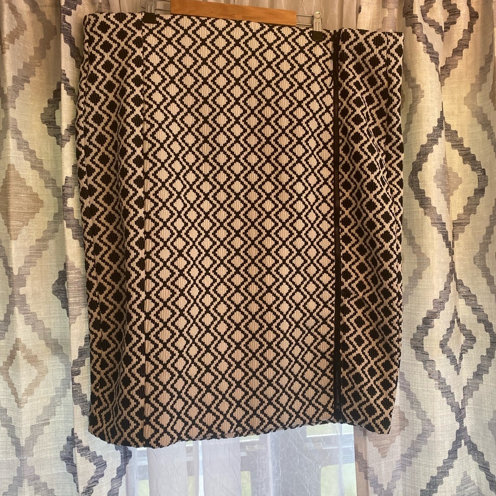 Lane Bryant Pencil Skirt. Leather accent, adjustable slit